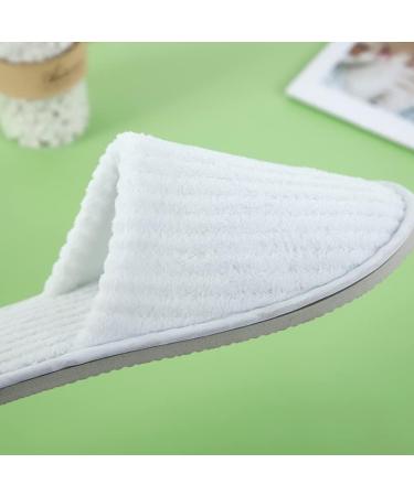 6 Pairs Disposable White Closed Toe Slippers - Fluffy Coral Fleece Spa & Hotel Guest Slippers for Home Travel - Buy Online on GoSupps.com