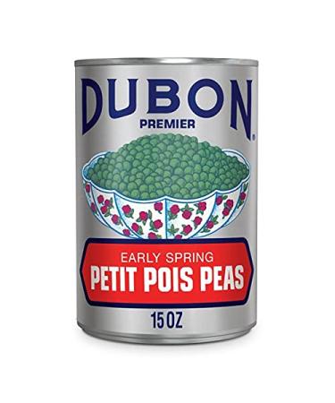 Dubon Premier Petit Pois Peas Canned Green Peas 15 oz (Pack of 6 Cans)