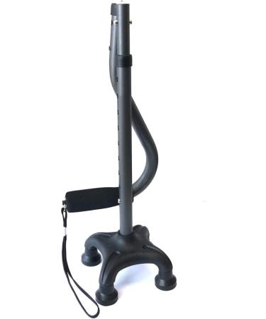 Ez2care Adjustable Lightweight Folding Quad Cane - Metallic Black - Buy Online on GoSupps.com