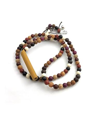 Stress Straws Bamboo All-Natural Mindful Breathing Necklace On Wooden Mala Beads Bracelet For Prayer And Meditation Breathing Exercises