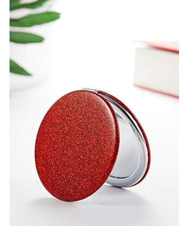 OMIRO Compact Mirror with 1x/10x Magnification Round with PU Leather Ultra-Portable for Purses and Travel (Glitter Red) 1X/10X-(300R) Glitter-red - Buy Online on GoSupps.com