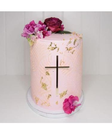 Gold Acrylic & Wood Cross Cake Topper for Baptism Communion & Confirmation - 1 Piece Decoration - Buy Online on GoSupps.com