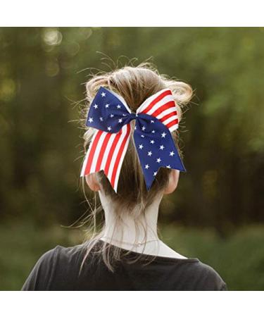 American Flag Cheer Bow for Girls - Red White Blue Patriotic Hair Accessory - Buy Online on GoSupps.com