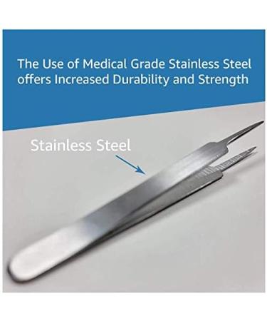 MedBlades Stainless Steel Ingrown Hair Tweezers - Precision Pointed Tip for Men and Women - Surgical Splinter Removal Tool for Ingrown Hair Treatment - Buy Online on GoSupps.com