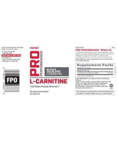 GNC Pro Performance L-Carnitine 60 Tablets - Supports Muscle Recovery - Buy Online on GoSupps.com