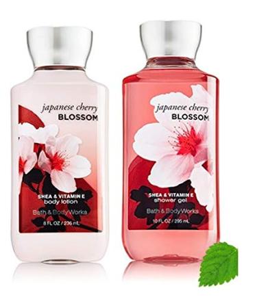 Bath and Body Works Japanese Cherry Blossom Shower Gel (10 fl oz) and Body Lotion (8 fl oz) Signature Collection (Set of 2)