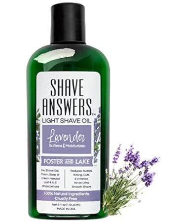 Foster and Lake Shave Oil - 4 Oz. Light (Lavender) Shaving Oil for Sensitive Skin - All Natural Oils - Transparent Shave Oil For Legs, Pubic, Bikini Line, Armpit Shaving