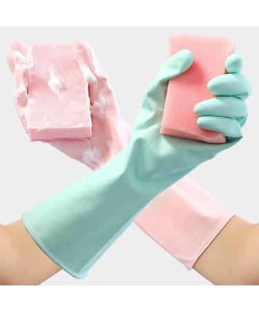 Bafnsiji 2 Pairs Rubber Cleaning Gloves Reusable Household Gloves Reusable Washing up Gloves Flocked Liner Kitchen Dishwashing Glove Durable Kitchen Gloves - Buy Online on GoSupps.com