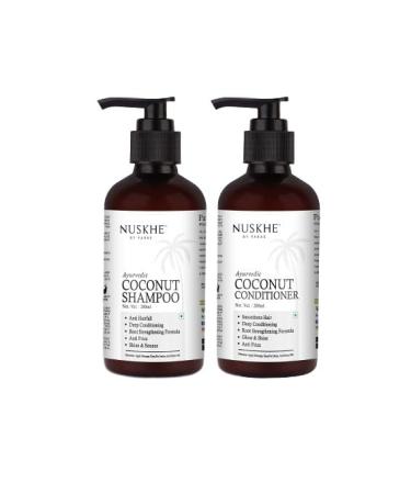 Nuskhe by Pa"ras Deep Root Conditioning Combo - Coconut Shampoo & Coconut Conditioner With Coconut Oil Avocada Oil Hydrolyzed Protein and Keratin 200 ml Each (Coconut Shampoo + Coconut Conditioner)