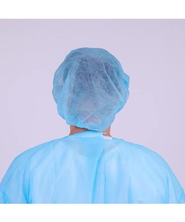 COOBL 100 PCS Disposable Blue Bouffant Caps - Anti-Dust Hair Net for Hospital, Salon, Catering & Laboratory - Buy Online on GoSupps.com