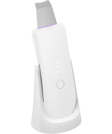 LESENBEAUTY Face Scrubber, Skin Scrubber Face Spatula, Blackhead Remover Tools, Wireless Charging, Waterproof (White Silver)