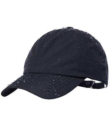 Men Waterproof Baseball Cap Windproof Golf Cap Adjustable Tennis Hat for Men Women Outdoor Workout Sports Black