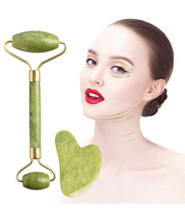 Jade Roller and Gua Sha Set - Facial Sculpting Tool for Wrinkles & Dark Circles | Best Face Roller & Massager for Glowing Skin - Buy Online on GoSupps.com