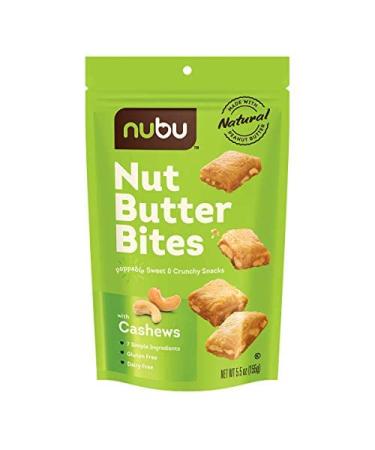 Nubu Nut Butter Bites with Cashews Poppable Sweet & Crunchy Snacks Vegan and Gluten-Free Pack of 6