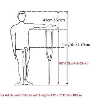 SilteD Folding Crutches Ergonomic Underarm Crutch Youth/Adult/Tall Adult Aluminum Crutches for Adults and Children with Heights 145-180cm - Buy Online on GoSupps.com
