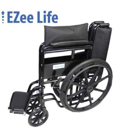 EZee Life Folding Economy Wheelchair 18" Seat Width Removable Swing Away Footrest Maximum User Weight Capacity - 300lbs Overall Width - 25.5" (18" Seat Width) See Below for Detailed Specifications 45 cm (Pack of 1) - Buy Online on GoSupps.com