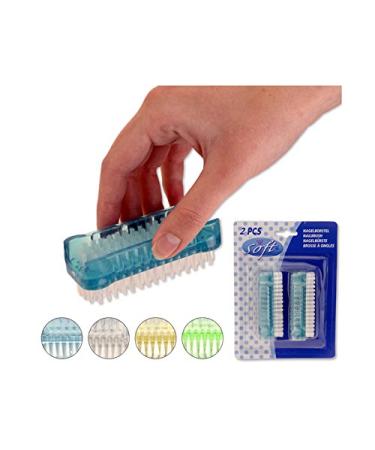 Pack of 2 nail brushes transparent approx. 9 cm long neon-colored hand brush (2)