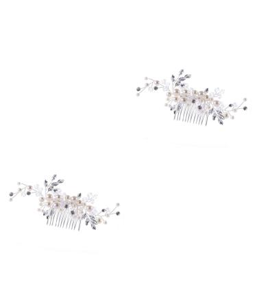 FRCOLOR Accessories bridal headpiece pearl hair accessories white hair accessories bridal comb wedding hair accessories bridal hair accessories wedding hair comb bride crystal Hair Comb