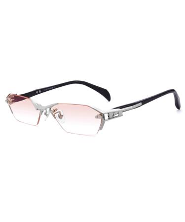 Slightly frameless tinted titanium reading glasses for men blue light filter fashion computer reading glasses anti-eye load/UV (size: 1.0 x)