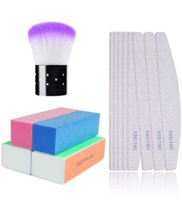 Nail File Set 13 Pack Nail Files Buffers Nail Brush Professional Nail Files Block 100/180 Grit Double Sided Emery Board Manicure Set for Nail Trimming Grinding Polishing Shining Random Colors 13 Count (Pack of 1)