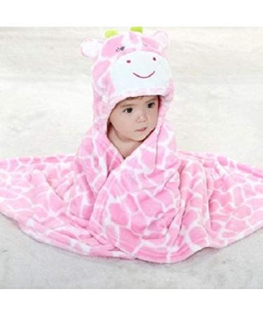 Hilmocho Baby Hooded Blanket: Soft Coral Fleece Swaddle Wrap - Pink Giraffe Design - Buy Online on GoSupps.com