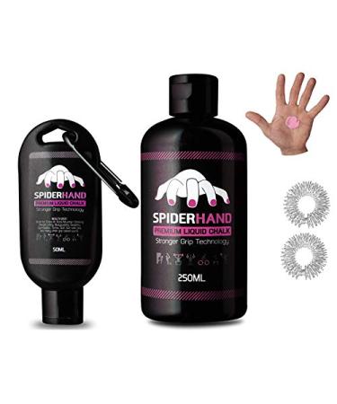 HEALTHY PLAN Liquid Chalk Grip - Professional Hand Grip, Combo Kit 8.3 oz + 1.7 oz Travel Clip & Rings Massage, Liquid Chalk for Weight Lifting,for Gymnastics pink