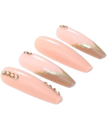 Coffin False Nails Press on Nails French Long Fake Nails Ballerina Acrylic Stick on Nails 24pcs for Women and Girls (Color : Pink Size : J) - Buy Online on GoSupps.com