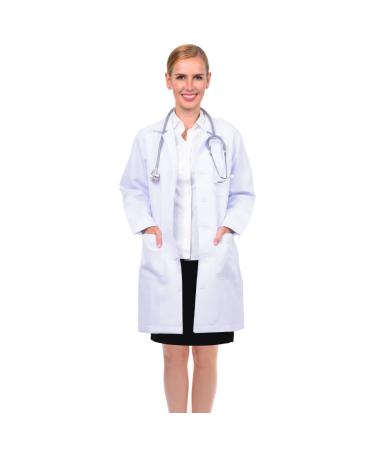 Magnus Care Professional Lab Coat for Women Men Belted 36 Long White Lab Coat for Science Medical Doctor Nurse Student Medium