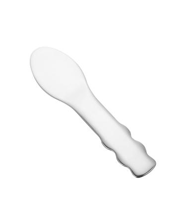 Ipetboom Stainless Steel Spoon Silicone Spoons Skincare Makeup Spoon Stick Tools for Skincare Silicone Brush Eye Cream Make up Spatula Mini Eyes Cream Spoon 6.5x2x0.2cm Silver