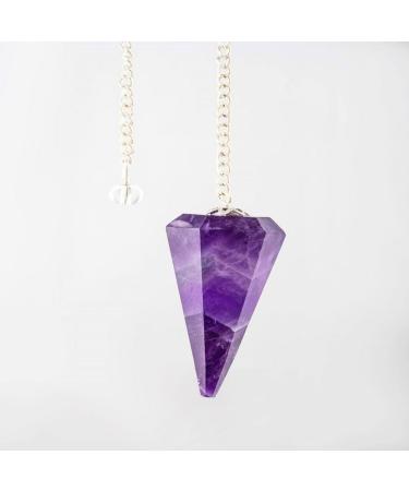 Dowsing Pendulum Healing Crystals Orgonite Crystal Point Scrying Dowser 100% Genuine Gemstone Crystal Pendulum Handcrafted Healing Crystal Gifts Witchcraft Supplies (Amethyst Gemstone)