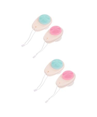 FRCOLOR Pack of 4 Double-Sided Facial Cleansing Brush Face Massage Brush Double End Face Brush Hand Grip Face Brush Lady Face Brush Deep Sink 3D Silicone Soft Fur