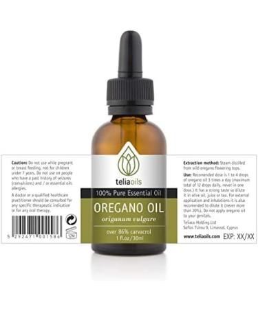Teliaoils 100% Organic Oil of Oregano - Super Strength with 86% Carvacrol - Pharmaceutical Grade from Greece - 1 oz - Buy Online on GoSupps.com