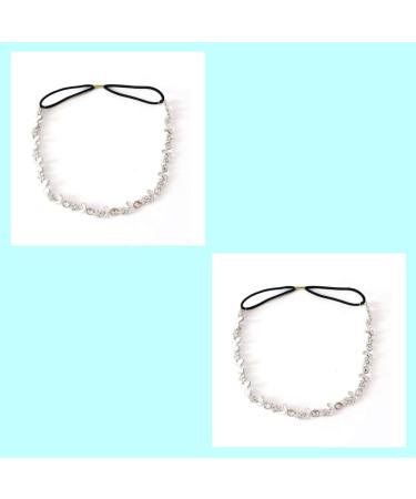 Women Silver Rhinestone Flower Hair Band Elastic Headband Hair Band - Buy Online on GoSupps.com