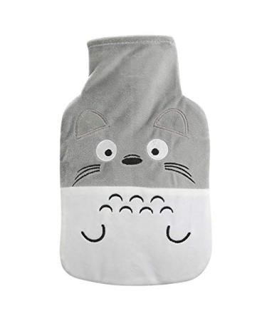 Adult child hot water bottle Cartoon hot water bag removable plush cover sleep warm feet palace hand warmer my neighbor Totoro gray white 2l