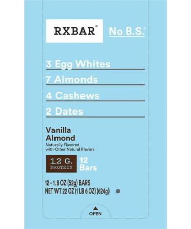 RXBAR Vanilla Almond Protein Bar 1.83oz (12 Pack) - High Protein Gluten Free Snack - Buy Online on GoSupps.com