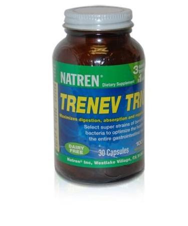 Biotherapy Natren Trenev Trio Probiotic Capsule - Three-in-One Dairy-Free Dietary Supplement - for Healthy Intestinal Flora Aid Digestion & Absorption - 30 Capsules Each with 30 Billion CFU