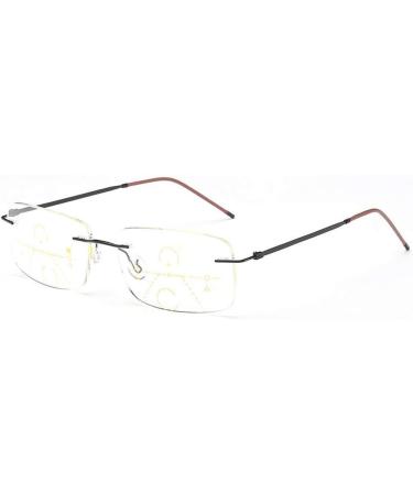 Buy Mincl Classic Fashion Rimless Progressive Multifocal Reading Glasses - Unisex Rectangular Design (Black 2.5) - International Shipping Available - Buy Online on GoSupps.com