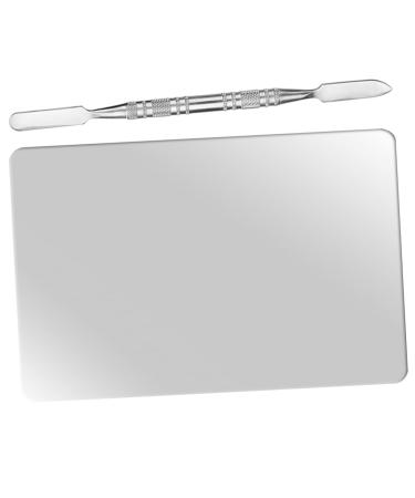 SHERCHPRY Stainless Steel Makeup Mixing Palette with Spatula Compact Durable for Foundation Nail Art Color Blending Lightweight Portable for Professional Makeup Artists