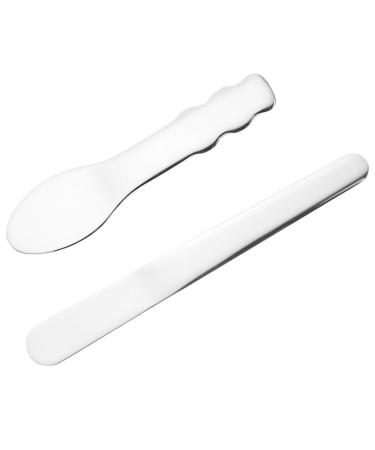 Veemoon Spatules Maquillage en Acier Inoxydable 2 Pi ces Petite Taille Spatule Faciale R utilisable pour Soins Peau Femmes Usage Quotidien Cosm tique