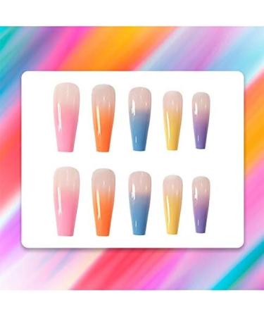Brishow Long Ballerina False Nails - Colorful Press On Acrylic Stick On Nails for Women and Girls - Buy Online on GoSupps.com