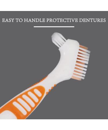 Dental Prostheses Cleaning Brush Set | Ergonomic False Teeth Brush with Double Bristles for Denture Care (Purple) - Portable & Multi-Layer Design - Buy Online on GoSupps.com