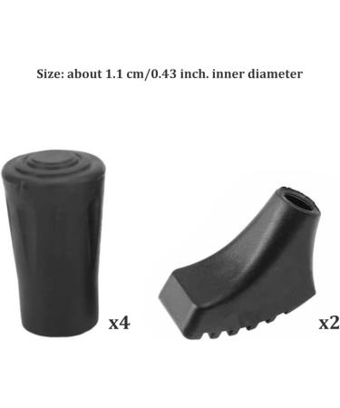Rubber Ferrule Walking Stick Rubber Tips Ferrule Protectors Replacement Cane Tips for Hiking Trekking Poles 6PCS - Buy Online on GoSupps.com