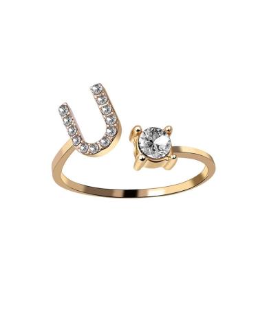 DNCG Ladies 26 English Letter Ring Ring Open Mouth Gold Ring