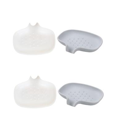 Ciieeo 4 Pcs Box Silicone Soap Dish Silicone Bar Soap Holder Tub Soap Holder for Bathroom White Sink Bath Soap Liquid Kitchen Accesories Case Shower Sponge Dish Household Silica Gel