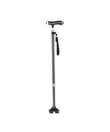 Crutches Illuminated Aluminum Four-Sided Multi-Purpose Crutches Adjustable Length Telescopic Used by The Elderly Black Interesting