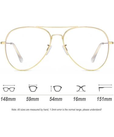 Voolga Blue Light Filter Glasses - Stylish Large Frame Anti-Blue Light Glasses for Men & Women - Trendy Gold Fake Glasses - Buy Online on GoSupps.com