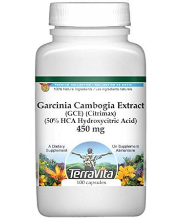 TerraVita Garcinia Cambogia Extract (GCE) (Citrimax) (50% HCA Hydroxycitric Acid) - 450 mg (100 Capsules ZIN: 512451)