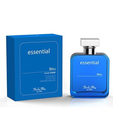 Essential Bleu for Men EDT - Eau De Toilette 100ML (3.4 oz) | Arabian Perfumery | Fresh and Citrusy Top Notes with Base Notes of Musk and Wood | Everyday Essential | by Shirley May Perfumes Fresh Citrus