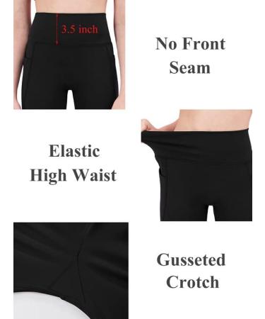 Girl's Black Athletic Leggings with Pockets - Compression Dance Tights for Yoga - Size 12 Years - Buy Online on GoSupps.com