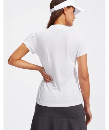 SANTINY Women's Dri-Fit Golf Shirt UPF50+ Zip-Up Short Sleeve Polo - White, X-Large - Buy Online on GoSupps.com